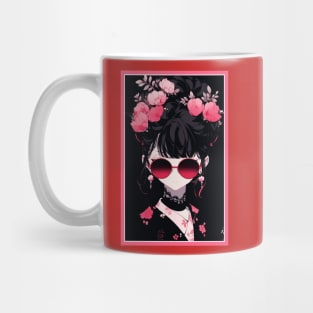 Aesthetic Anime Girl Pink Rosa Black | Quality Aesthetic Anime Design | Premium Chibi Manga Anime Art Mug